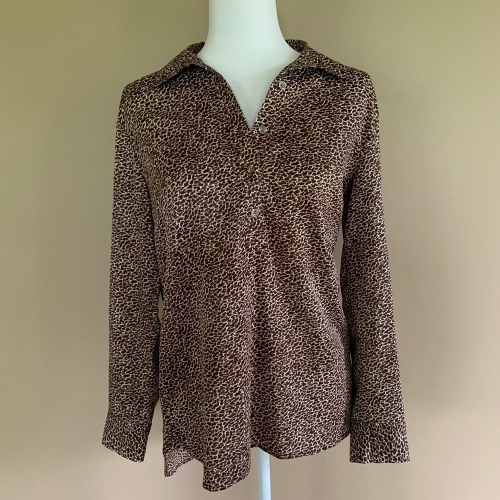 Ann Taylor Leopard Long Sleeve Blouse (Size 4)